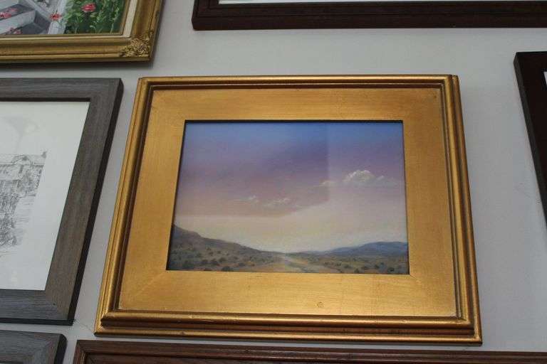 Framed and matted chalk? art "Arizona Sunrise", 18" x 15"