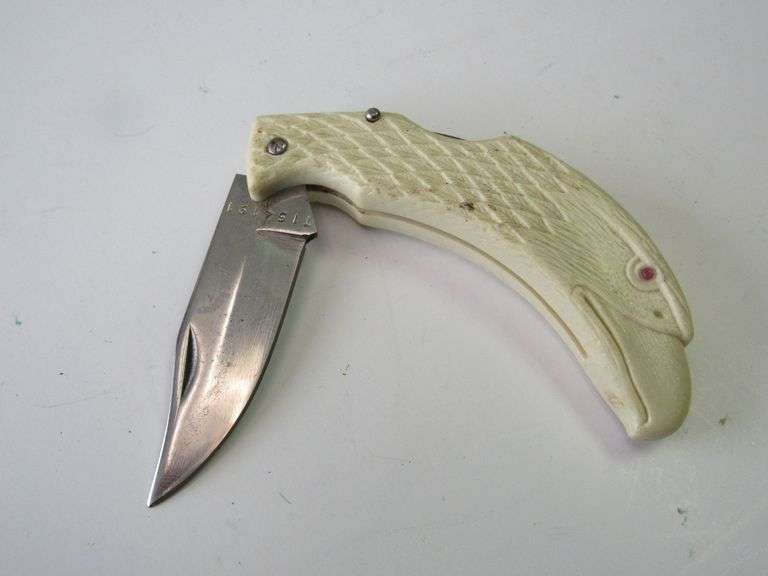 Motorcycle themed knife, sharpener, Bat Materson knife, bald eagle-handle knife