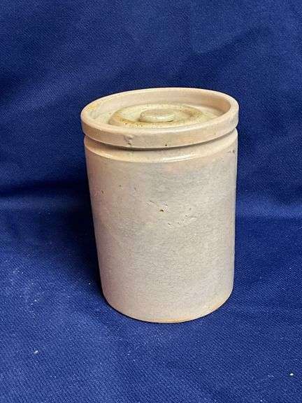 Vintage stoneware crock with lid image