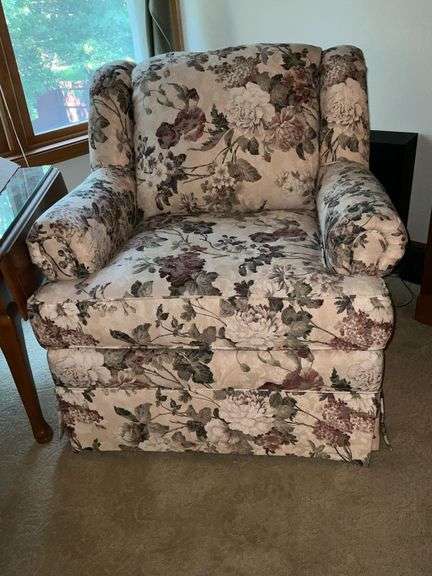 Floral upholstered armchair