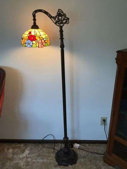 Floor lamp with stained glass shade image