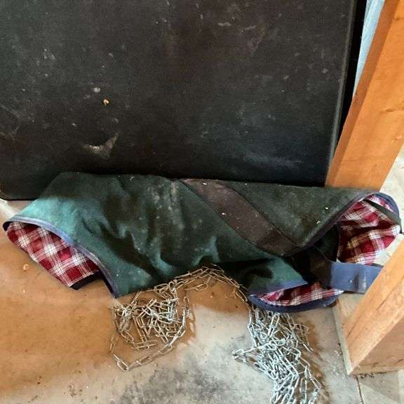 Medium dog cage, chain and harness