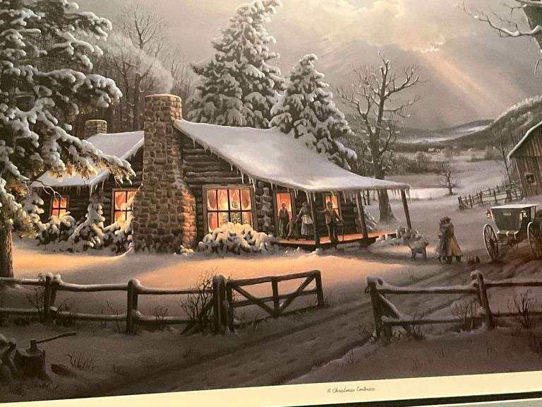 "A Christmas Embrace" No. 2487/3300 by Jesse Barnes, framed and matted