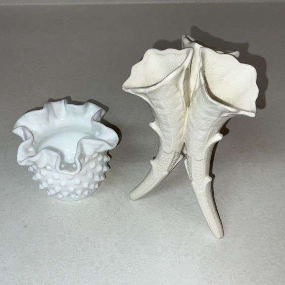 Small milk glass hobnail rose bowl