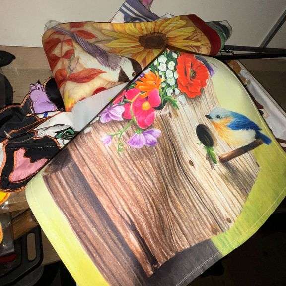 Variety of yard flags and stake
