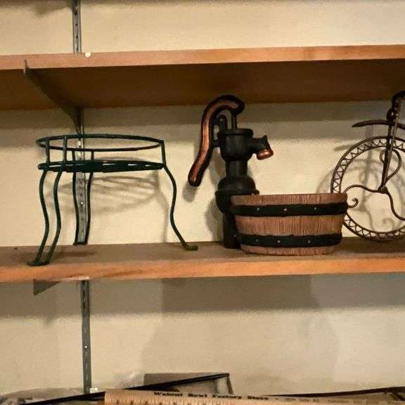 Well pump planter, bicycle plant holder, metal plant stands