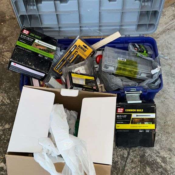 Assortment of hardware, Kobalt plastic tool box