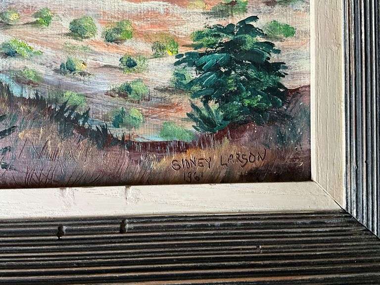Framed and matted print, oil & gesso, 20 1/2" x 28 1/2"