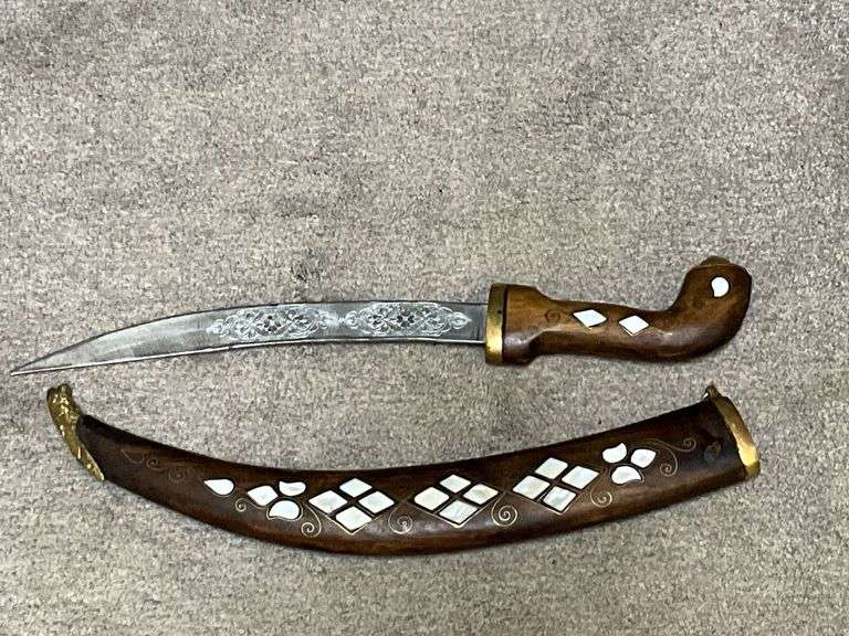 Decorative sword with wood scabbard