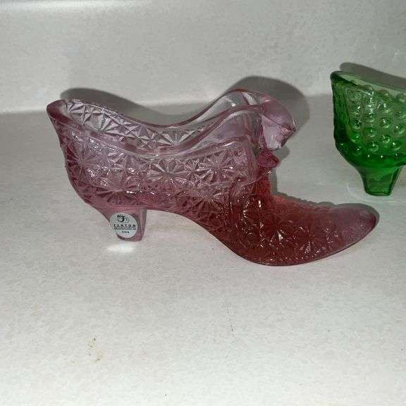 Pair of Fenton Glass cat slippers
