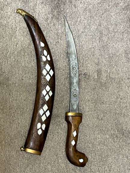 Decorative sword with wood scabbard