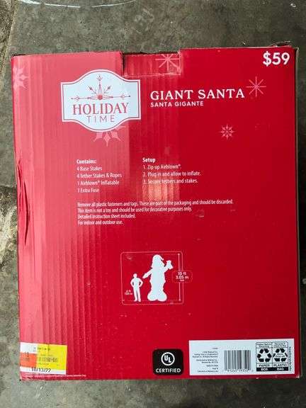 Holiday Time Giant Santa inflatable 10'