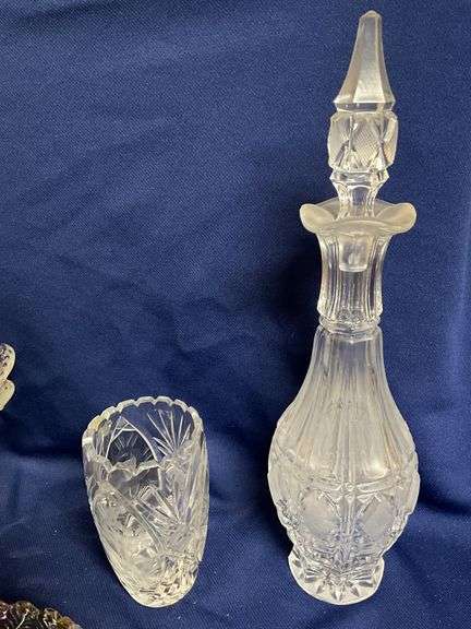 Mikasa lead crystal bowl, decanter 15 1/2" T
