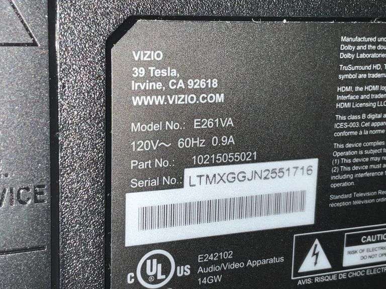 Vizio 26"  flatscreen television with remote, Model E261VA