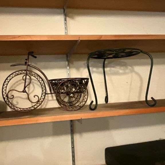 Well pump planter, bicycle plant holder, metal plant stands
