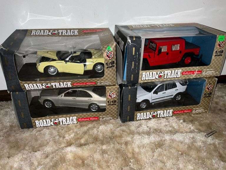 Road & Track 1:18 scale die cast cars in original boxes image