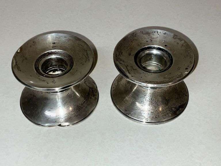 Pair of Gorham sterling cement reinforced candlestick holders