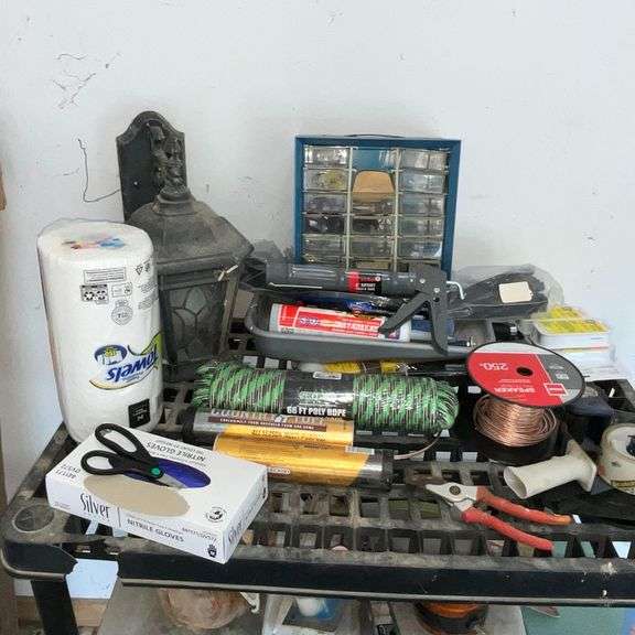 Plastic shelf and contents
