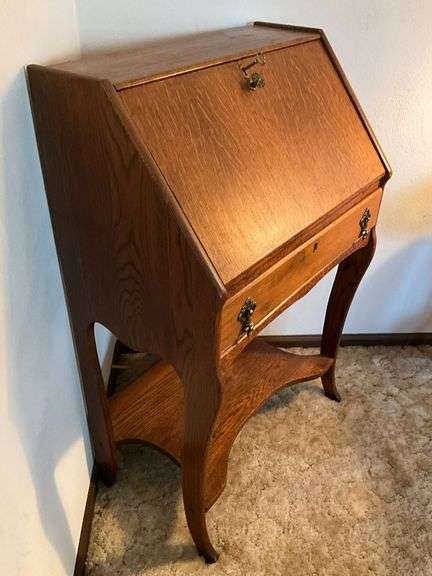 Antique drop front desk with key