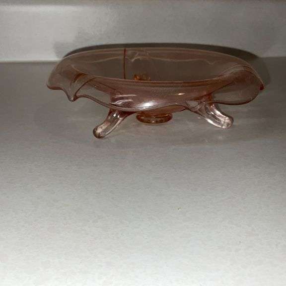 Three-footed pink candy dish