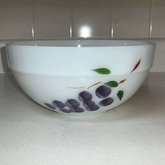 Fire King Anchor Hocking white bowl hand decorated