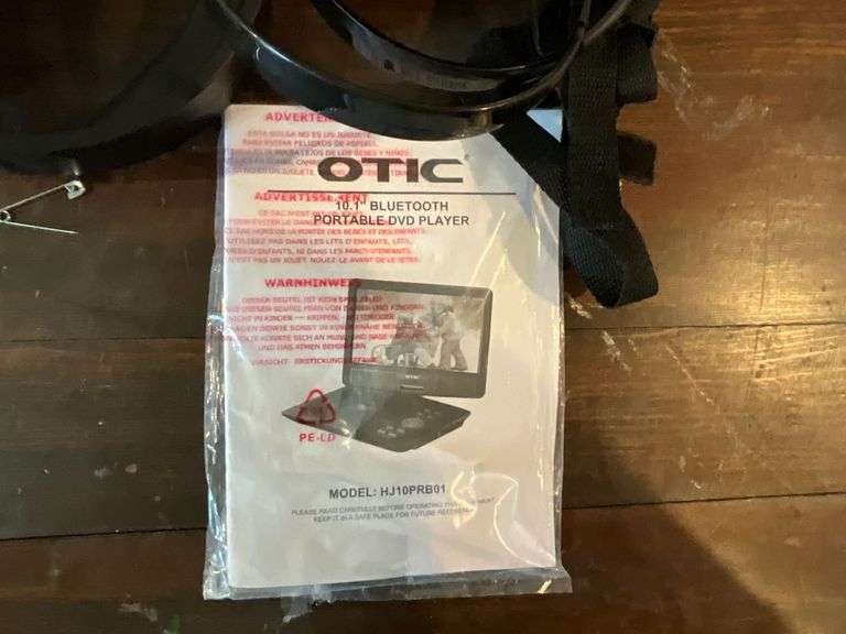 OTIC 10.1" Bluetooth portable DVD player, headphones, remote, power adapters