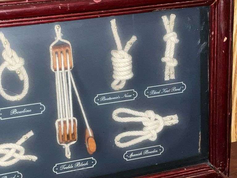 Framed 12" W shadow box, tied knots