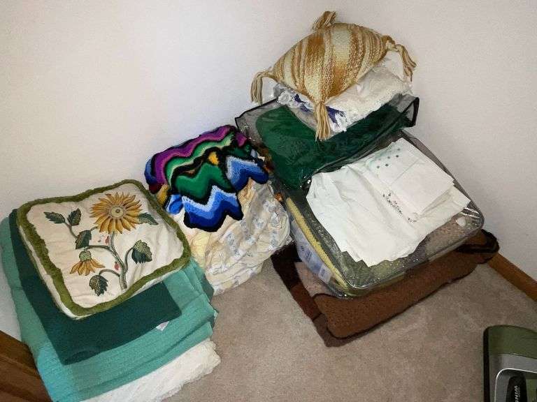 Afghans, pillow cases, throw pillows, blankets