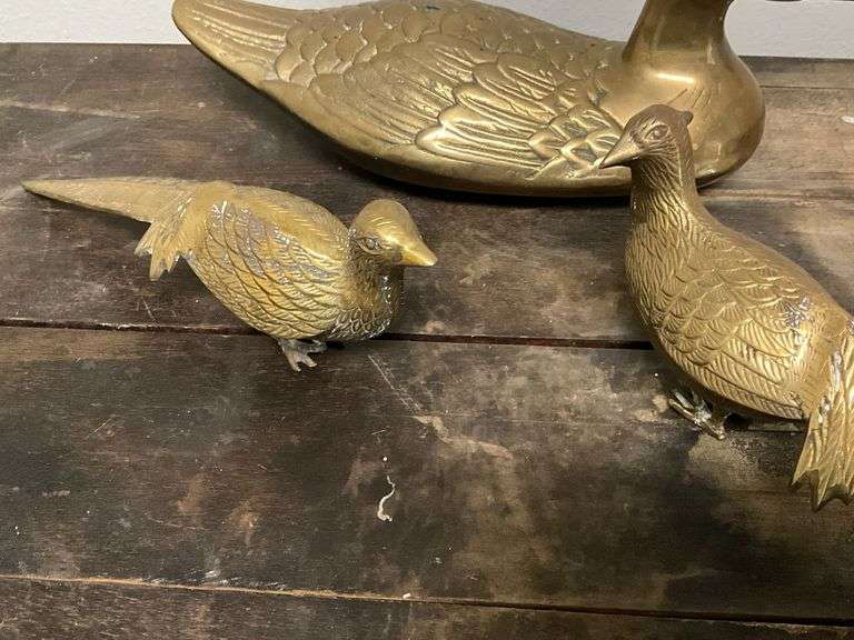 Brass duck, male & female pheasants
