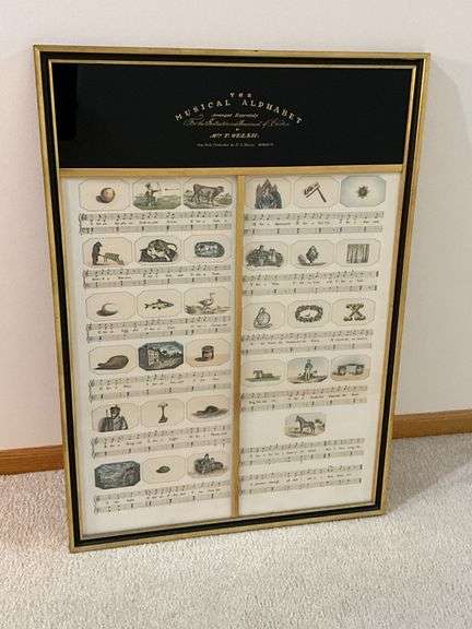 Framed "The Musical Alphabet" Ethan Allen