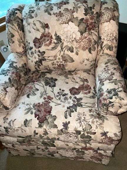 Floral upholstered armchair