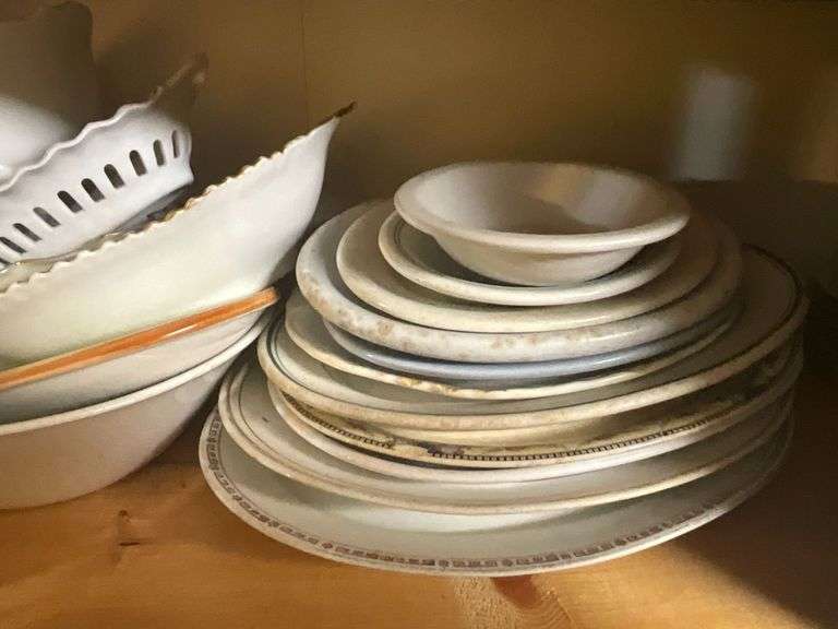 3 shelves of assorted kitchenware