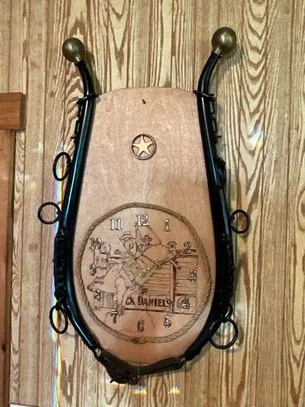 Horse hames and handmade wood burned clock image