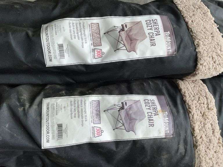 Pair of sherpa cozy chairs in bags