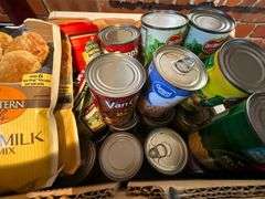Assortment of canned goods and food stuff