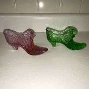 Pair of Fenton Glass cat slippers