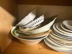 3 shelves of assorted kitchenware