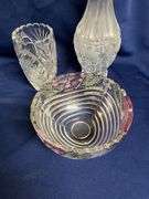 Mikasa lead crystal bowl, decanter 15 1/2" T
