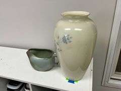Frankoma pitcher 5S, Princess House glass vase