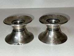 Pair of Gorham sterling cement reinforced candlestick holders