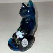 Fenton Glass hand decorated cat with tag