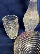 Mikasa lead crystal bowl, decanter 15 1/2" T