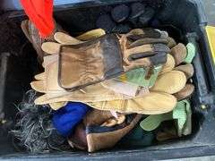 Leather gloves, camo clothing, vest, etc.