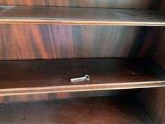 Antique drop front desk with book case and key
