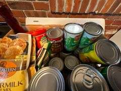 Assortment of canned goods and food stuff
