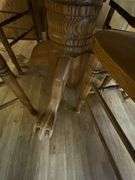 Single pedestal oak? Kitchen table, 53" W with 18" leaf
