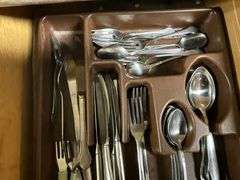 Assortment of flatware, knives