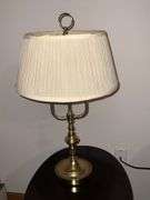 Brass based table lamp with dual bulbs
