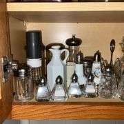 Salt & pepper shakers, cruet, sugar bowl, pepper grinder, tooth pick holder, etc.