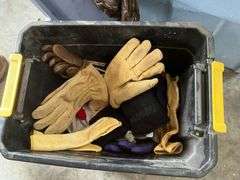 Leather gloves, camo clothing, vest, etc.